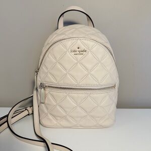 Kate Spade Natalia Ivory Cream Quilted Backpack or Crossbody Convertible Purse